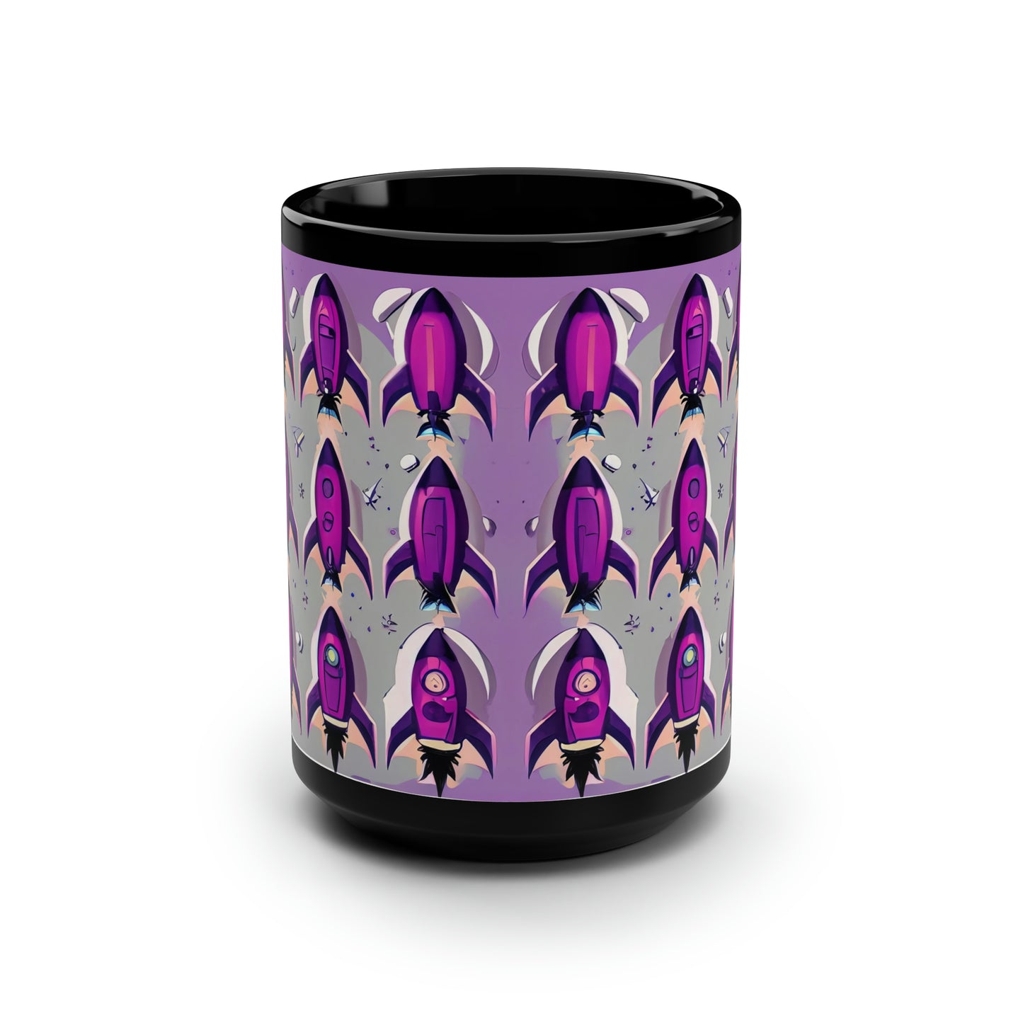 Purple rockets. funky art coffee Mug, 15oz