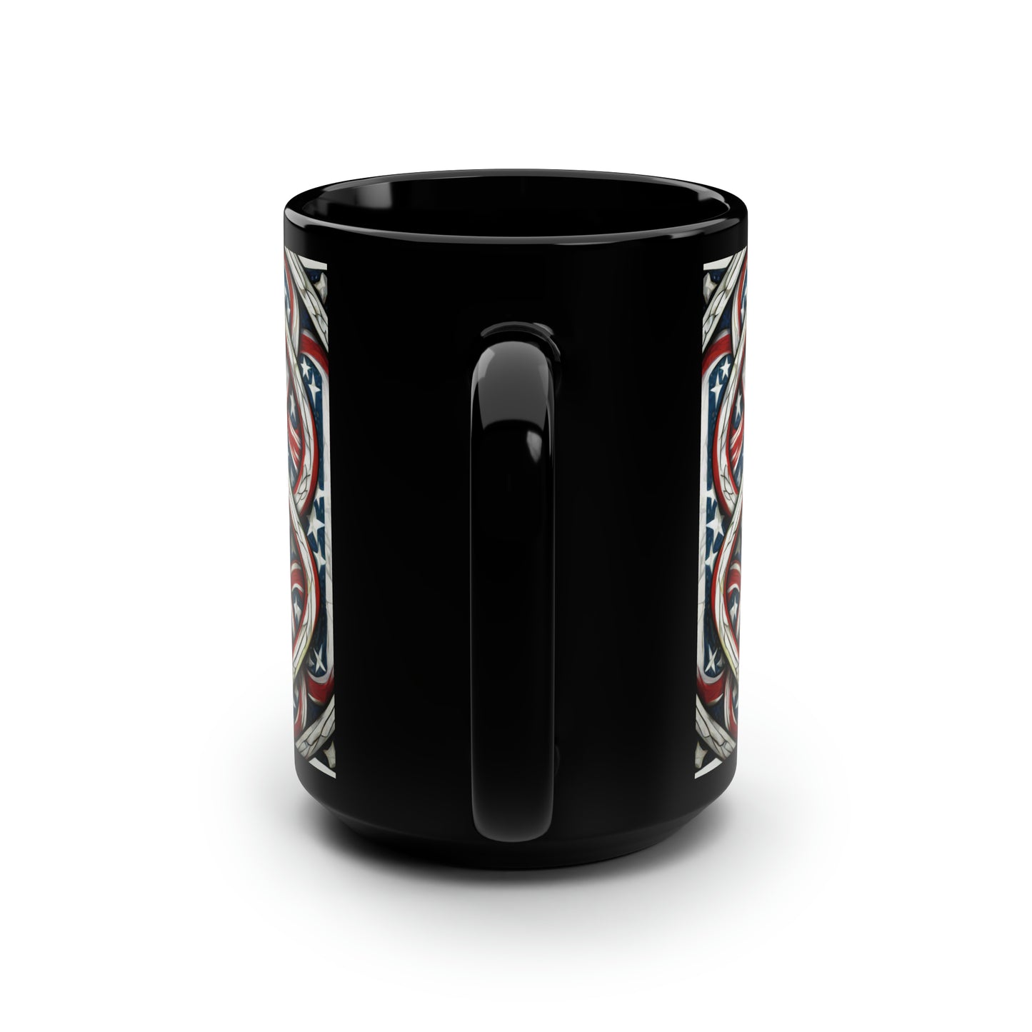 Celtic knot with American flag design Black coffee Mug, 15oz