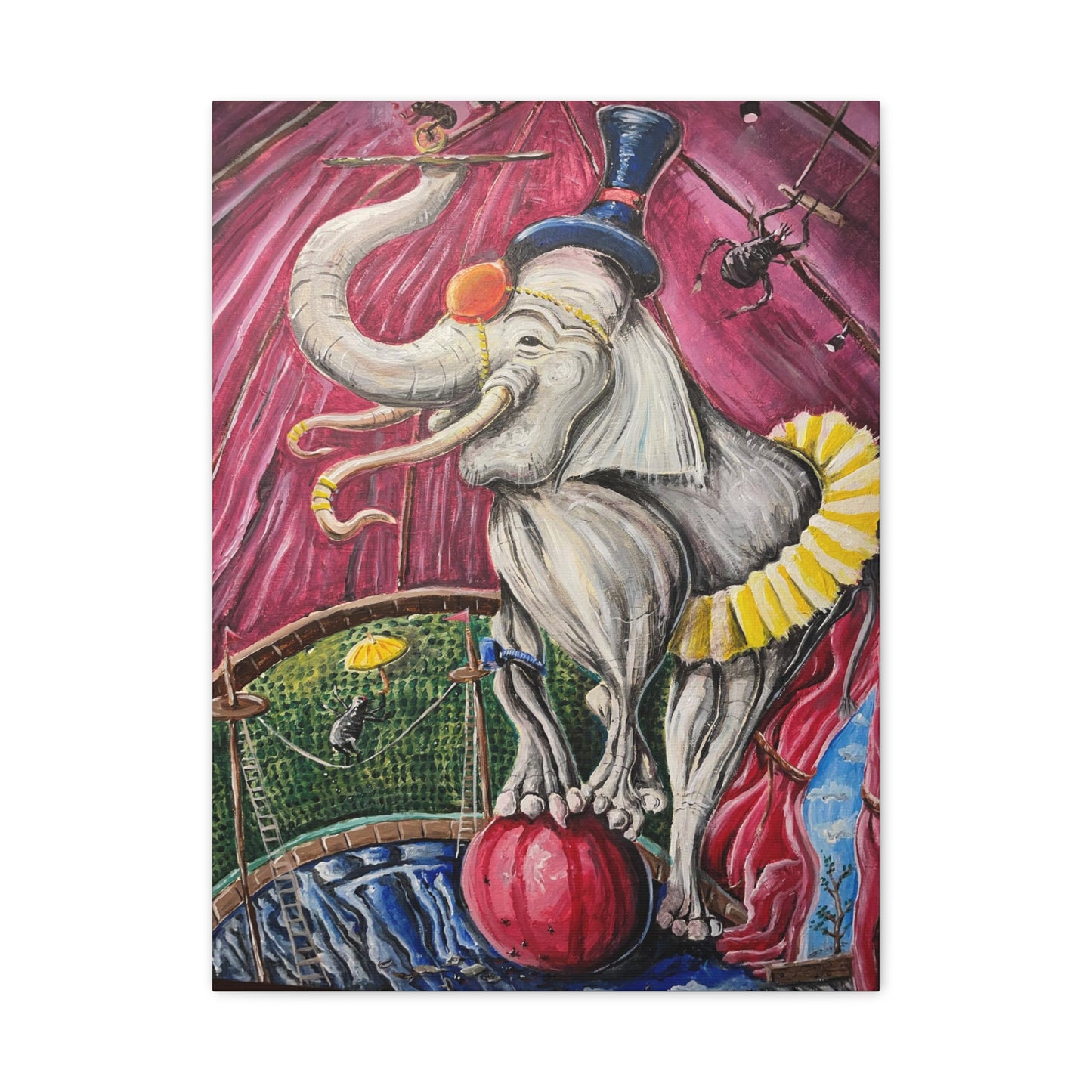Elephant in a flea circus canvas print
