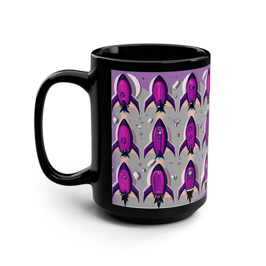 Purple rockets. funky art coffee Mug, 15oz