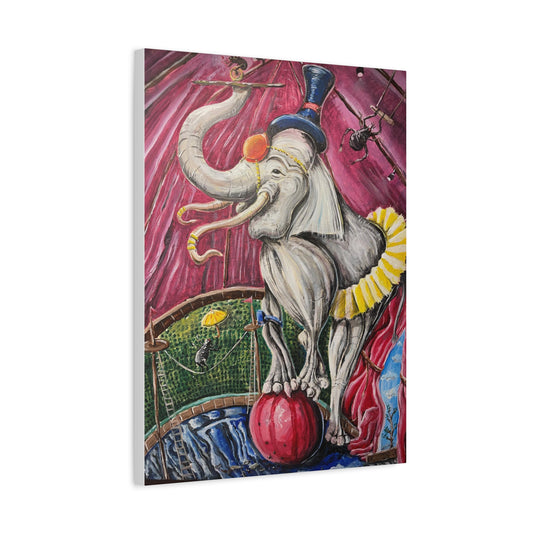 Elephant in a flea circus canvas print